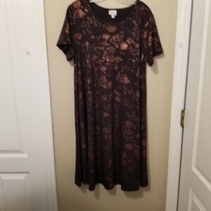 LuLaRoe Bronze & Black Metallic Carly Dress Size M